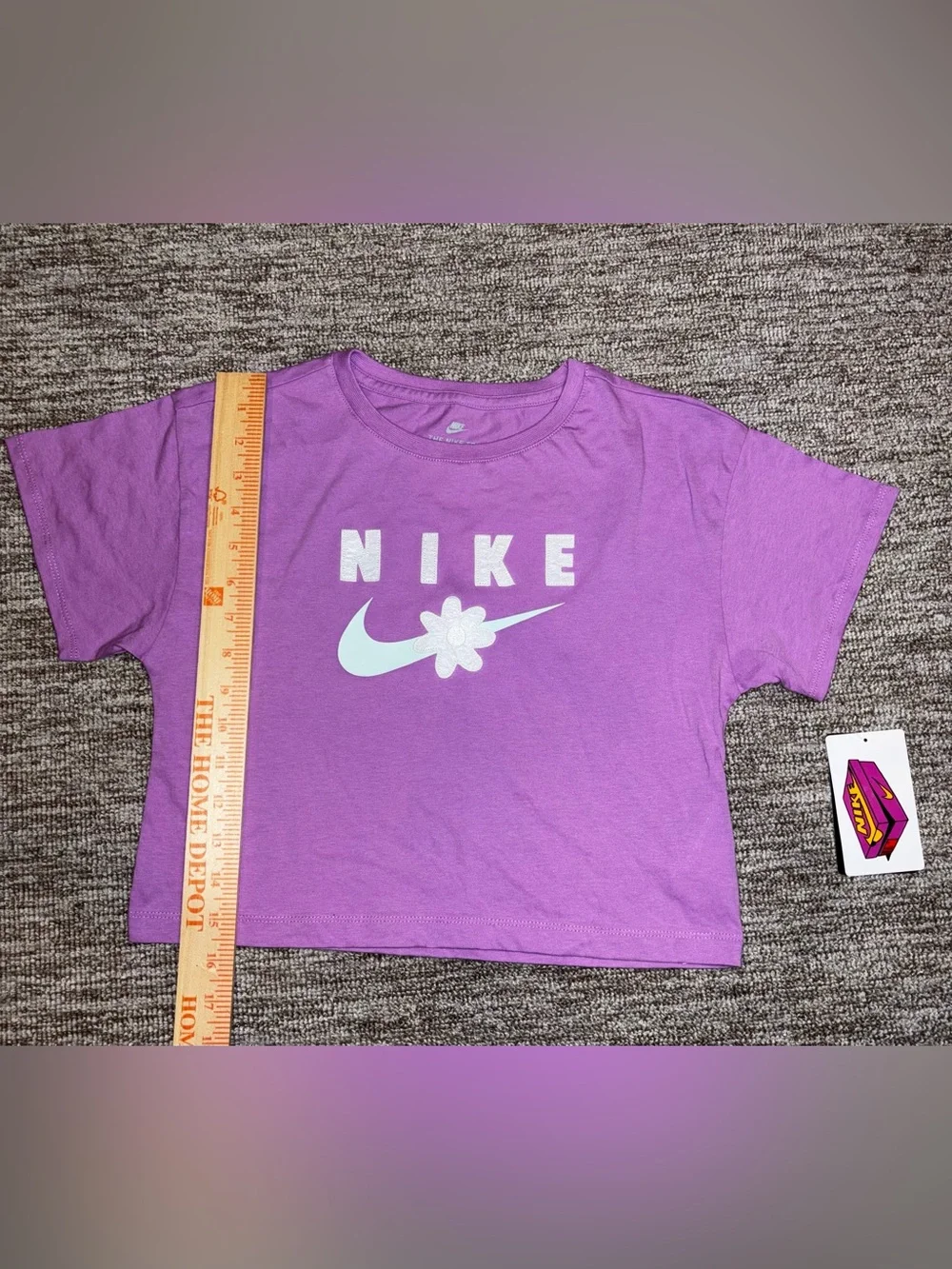 Nike Purple Short Sleeve Tee Crop with White Logo
